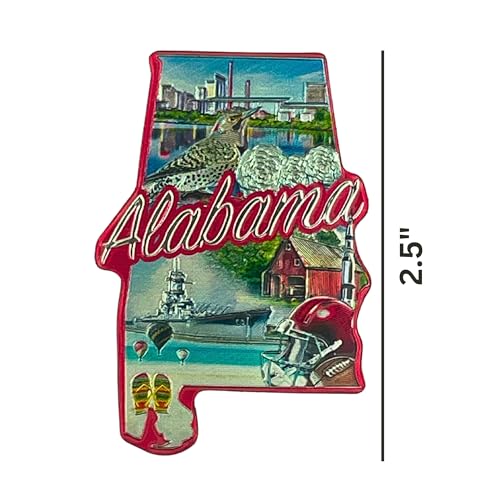Imán decorativo Alabama en resina rectangular pequeño miniatura 3