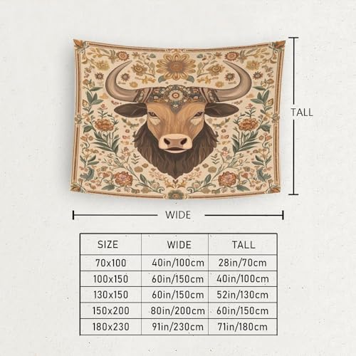 Tapisserie Taureau kaiyun 180x230cm grand format en tissu