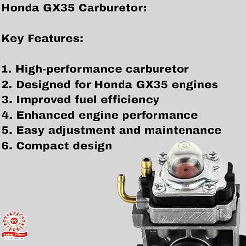 Image of Sadaiv Nipun GX35 Carburetor for GX25 GX25N GX25NT GX35 GX35NT FG110 FG110K1 HHT25S HHT35 HHT35S 25CC 4 Stroke Carb 16100-Z0Z-034 25-34 Trimmer Bush Cutter Replaces 16100-Z0H-825 16100-Z0Z-815 WYB-16C