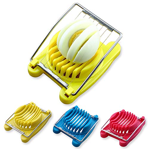 3 Pieces Egg Slicers with Stainless Steel Wires for Hard Boiled Eggs (Yellow, Red, Blue) (3colors)