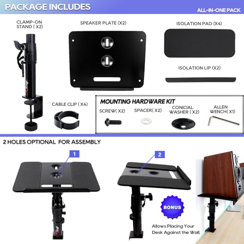 Soporte para altavoces ajustable y giratorio con abrazadera de mesa 5