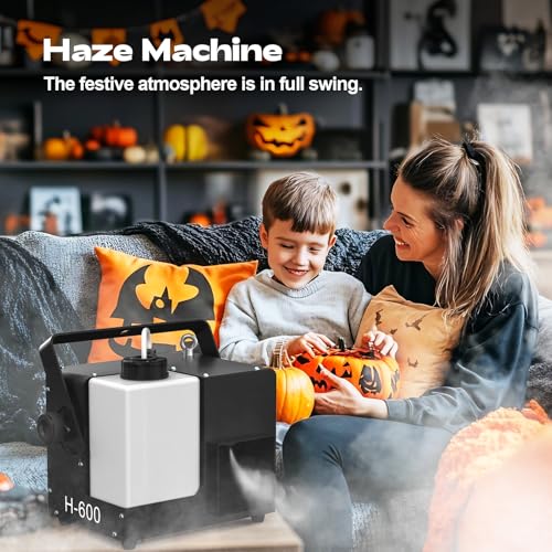 Máquina de humo de 600 W con control remoto inalámbrico, máquina de humo de calentamiento rápido para fiestas de Halloween, escenarios de DJ, bodas, uso interior y exterior, nebulizador portátil con salida densa de humo miniatura 3