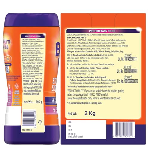 Image of Bournvita Chocolate Nutrition Drink, 2 kg & Chocolate Nutrition Drink, 500 g