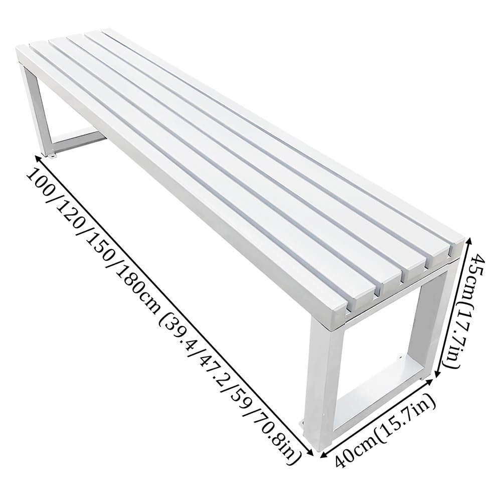 Gartenbank aus Metall, 2-Sitzer, ohne Rückenlehne, wetterfest, in den Größen 100/120/150/180 cm erhältlich, für Balkon und Terrasse