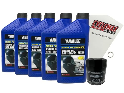 Cyclemax F150-F200 Yamalube 10W30 Marine Oil Change Kit compatible with 2004-2024 Yamaha F150 Outboard Engine