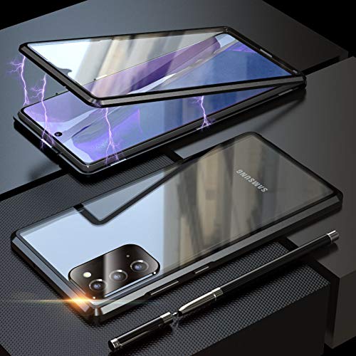 Screen Protector Case for Samsung Galaxy Note 20 CeeDoo Magnetic Cover Double Tempered Glass Built in Camera Protector and Metal Frame, Black