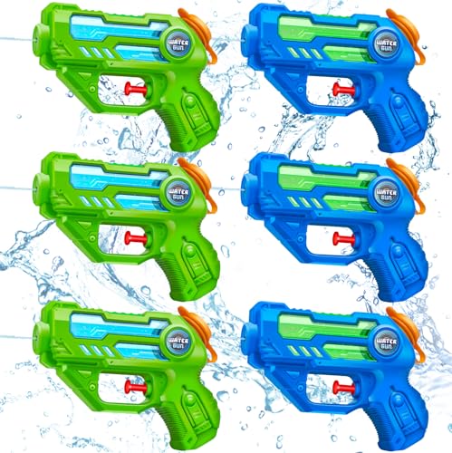 Pistolet à Eau pour Enfants Doviden – Mini Pistolets à Eau avec portée de 7 m, Jouet d’Eau pour Jardin, Piscine, Plage, Set de 6 pièces