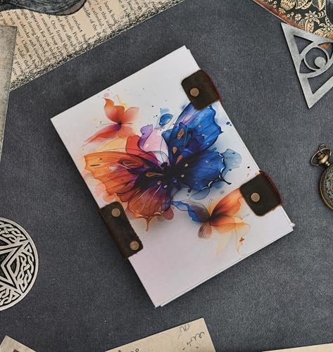 Image of Handmade Butterfly Journal | Vintage Diary with Metal Lock | 5x7 Inch Recycled Paper Notebook for Writing, Sketching & Gifting