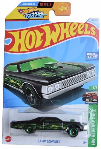 Hot Wheels Layin' Lowrider HW Reverse Rake Black/Green miniatura 1