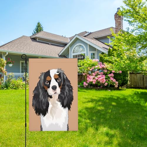 HGOD DESIGNS Charles Spaniel Bandeiras de jardim para cães para exterior bonito Cavalier King Puppy