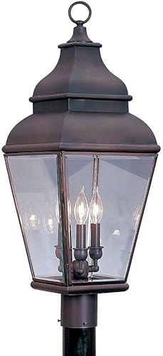 Livex Lighting 2594-07 Exeter - Farol para exteriores (3 luces, acabado en bronce con cristal biselado transparente)