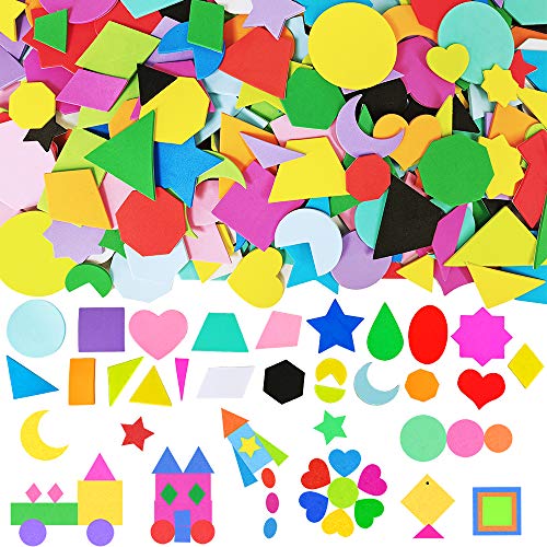 1035 Pcs 15 Colors 3 Sizes 22 Shape Bulk Foam Stickers Self-Adhesive Foam Geometry Shapes Stickers Assortment Craft Supplies for Kids Classroom Art Crafts Projects Collages Mosaics Math Activities - Image 4