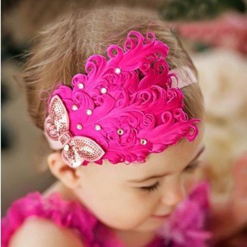 Changeshopping(TM)Lovely Ovely Unusal Girls Baby Feather Hairband Rose Bow Headband