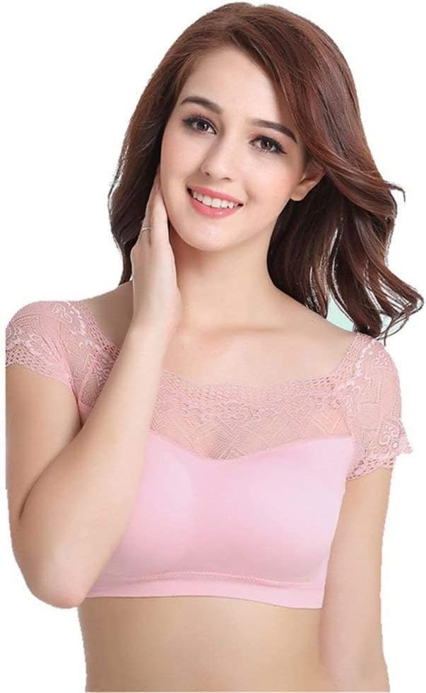 Image of DRESHOW Lace Bralette Tank Tops Wireless Bra Lace Crop Top Removeable Pads Yoga Sports Bra Undershirt for Women & Teens