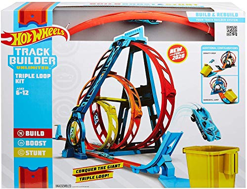 Hot Wheels Track Building Pista Triple Looping, pista de coches de juguete (Mattel GLC96) , color/modelo surtido