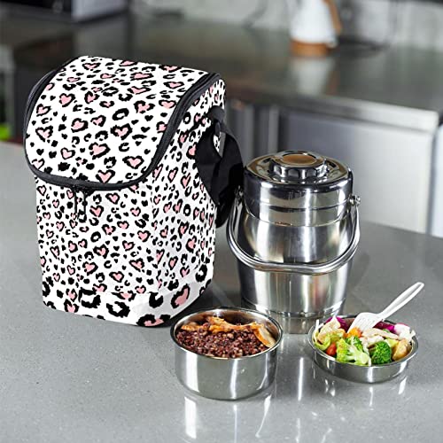 Bolsa de almuerzo reutilizable térmica e impermeable con diseño infantil de leopardo 7