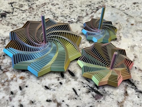 Image of Expanded Sensory Fidget Star with Handle - Visually Captivating and Satisfyingly Noisy! (Black - Gold - Purple, Large)