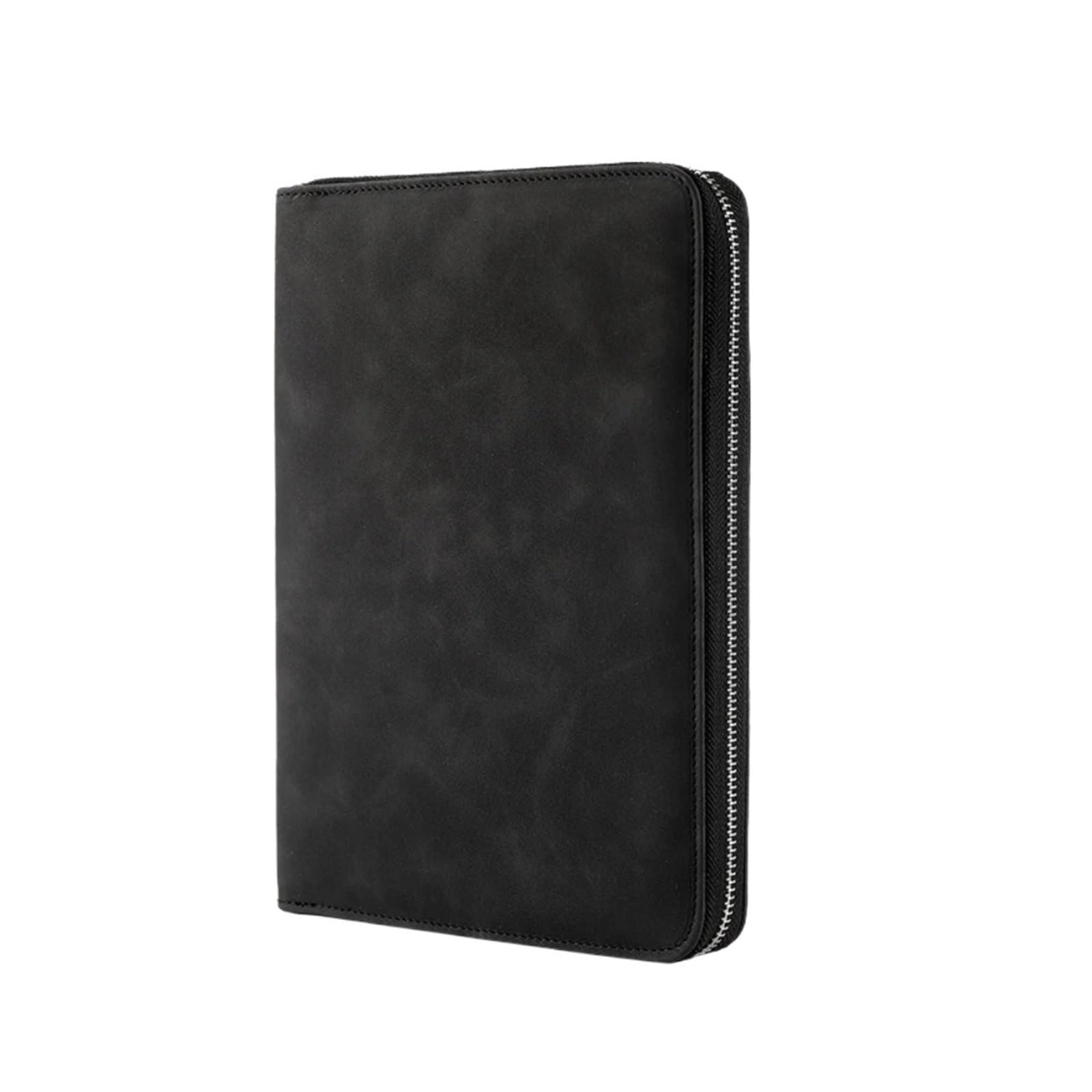Generico Borsa con cerniera Quaderno A5 a fogli mobili Blocco note for ufficio Registro riunioni multifunzionale(Black silver zipper)