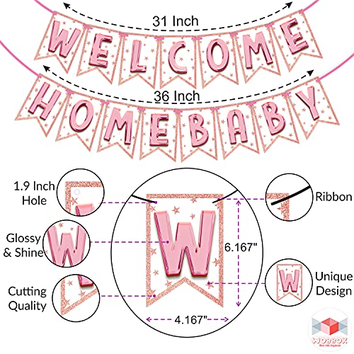 Image of Wobbox All Occasion Indian Family Photo Booth Party Props (18 Pieces) & Wobbox Baby Shower Bunting Banner Glossy Pink Font Welcome Baby