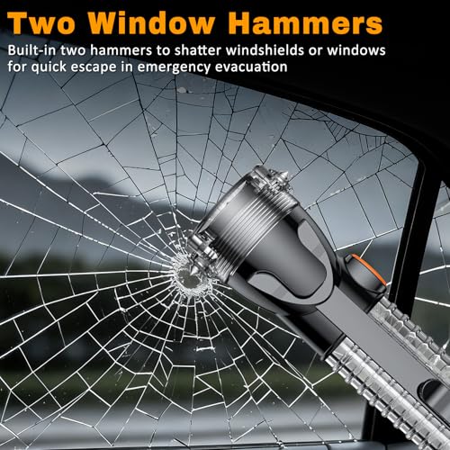 Image of Multifunctional Car Safety Flashlight - Emergency Escape Tool with Window Breaker, Seatbelt Cutter, 3 Light Modes & Magnetic Base for Roadside Safety, Camping & Home Use