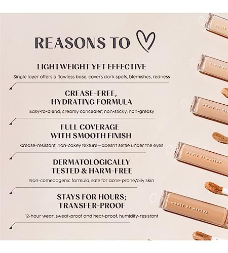 Image of House Of Makeup Matte Concealer for Dark Circles, Pigmentation | Non-Crease, Non-Cakey | Long Wear, Waterproof, Sweat-proof | Full Coverage Concealer for Oily Skin | For Face Makeup | 6 ML (MD01 - Medium to Deep Skin Tone)