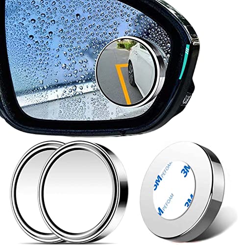 Image of Uni-Fine Pack of 2 HD Crystal Mirror Convex Rear View Mirrors, 360 Adjustable Premium Blind Spot Mirror, Weatherproof, More Safety for All Types of Cars (Silver)