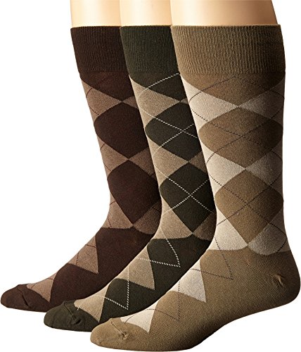 Polo Ralph Lauren 3-Pack Classic Argyle Cotton Blend with Polo Logo Knit In On Sole Olive Assorted (Olive/Loden/Dark Brown) Men's 10-13
