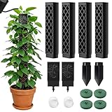Haoledy Moosstab Selbstbewässerung Erweiterbar, 4 Stück 24,5cm Monstera Rankhilfe Pflanzenstütze Kletterhilfe, Hohle D-förmige, Pflanzstab Pflanzen Zubehör Moss Pole Rankhilfe Zimmerpflanzen(Schwarz)