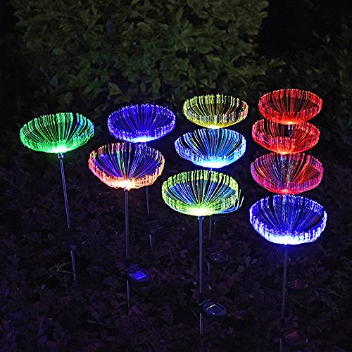 10 Pack Solar Flower Lights, Solar Garden Lights, 7 Color Changing Solar Lights Outdoor Decorative,IP65 Waterproof Garden Lights Solar Powered Fiber Optic for Yard Patio Pathway Decorations