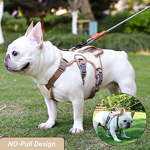 LiebeDD Hundegeschirr für Kleine Mittelgroße Hunde Welpen Geschirr, Anti Zug Geschirr Hund Sicherheitsgeschirr Ausbruchsicher, Panikgeschirr für Hunde Zuggeschirr Hund, Beige, S