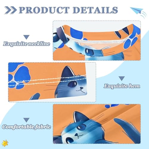 ALAZA Kids Rash Guard Boys Toddler Swim Shirts Short Sleeve Kitten Orange UPF 50+ 3T3