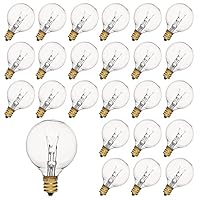 G40 Globe Klar Ersatz Glühbirnen 25 Stück ​7W Wolfram Edison Glühbirnen E12 Sockel 2200k Warmweiß für Terrassenbeleuchtung dekoration Hochzeit Balkon Veranda Party Dekoration, 220-240 Spannung