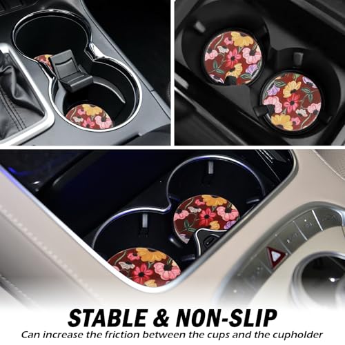 50% Off Absorbent Car Cup Holder Coasters with Floral Pattern - Image 7