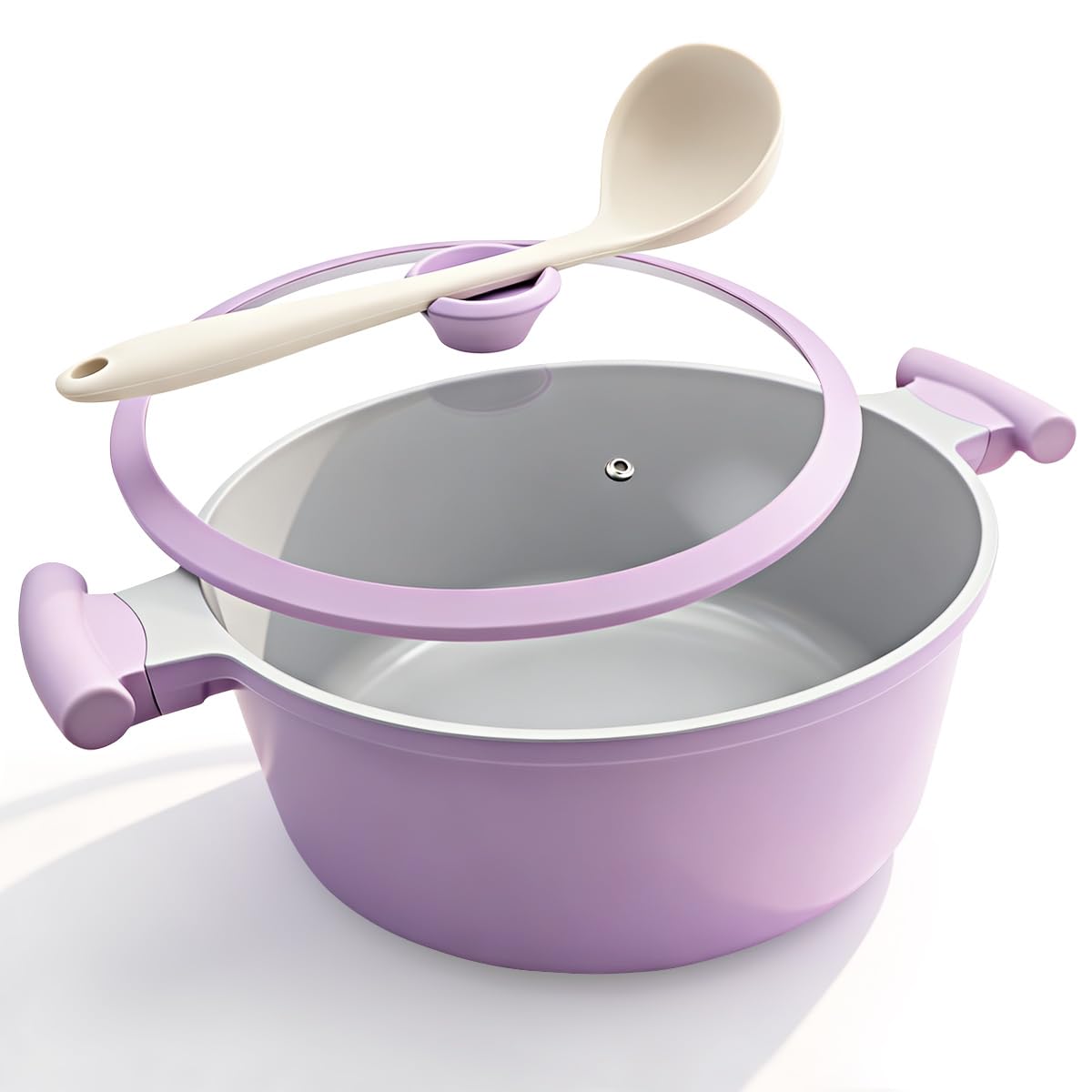 AIKENBBKK Kochtopf 28cm mit Deckel, 7L Anthaft Aluminium Schmortopf-Lila