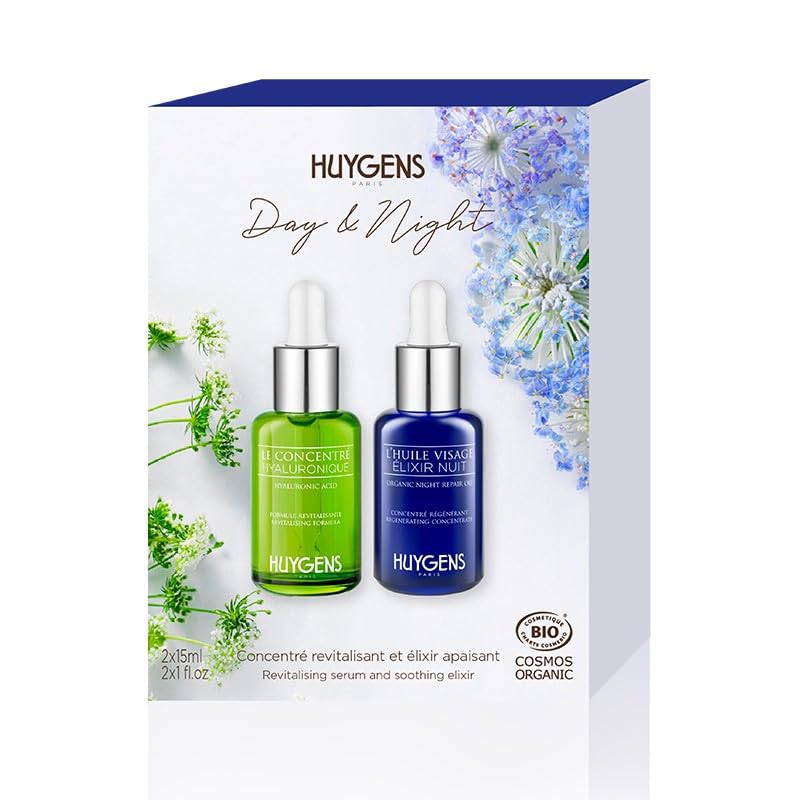 Sérum Hyaluronique Coffret Beauté HUYGENS 2x30ml BIO routine hydratante nuit
