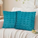 La Desire 2er-Set Kissenbezüge (45 x 45 cm) mit blauem Punktmuster, weichem Plüsch-Jacquard-Kunstfellbezug für Schlafzimmer, Sofa, Couch und Ferienhaus