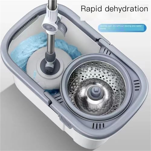 PBENO Bodenwischer Automatische rotierende schnelle Austrocknung, kein Händewaschen, Nasser und trockener Mopp, Haushalts-Saugnapf-Mopp-Set mit Mopp-Eimer-Moppkopf – Bild 4