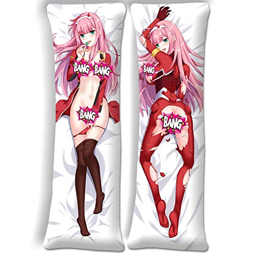 Hkjndrw Darling in The Franxx Zero Two 002 Anime Girl Pillow Case Big Body Pillow Cover 39.3in x 13.3in(100 x 34cm) Peach Skin