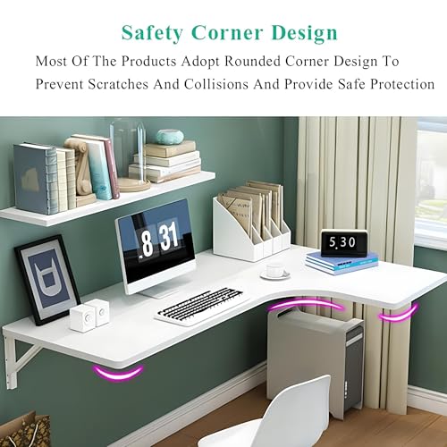 Bureau pliable moderne fixation murale convertible compact noir 80 cm de large - 5