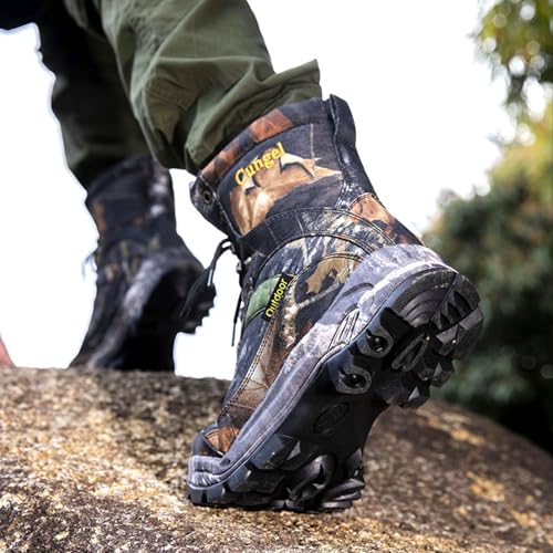 Image of Camo Hiking Boots for Men Waterproof Slip-Resistant Durable Breathable Hunting Boots for Men Perfect for Outdoor Activities Mens Hunting Shoes Heavy Duty Camouflage Boots