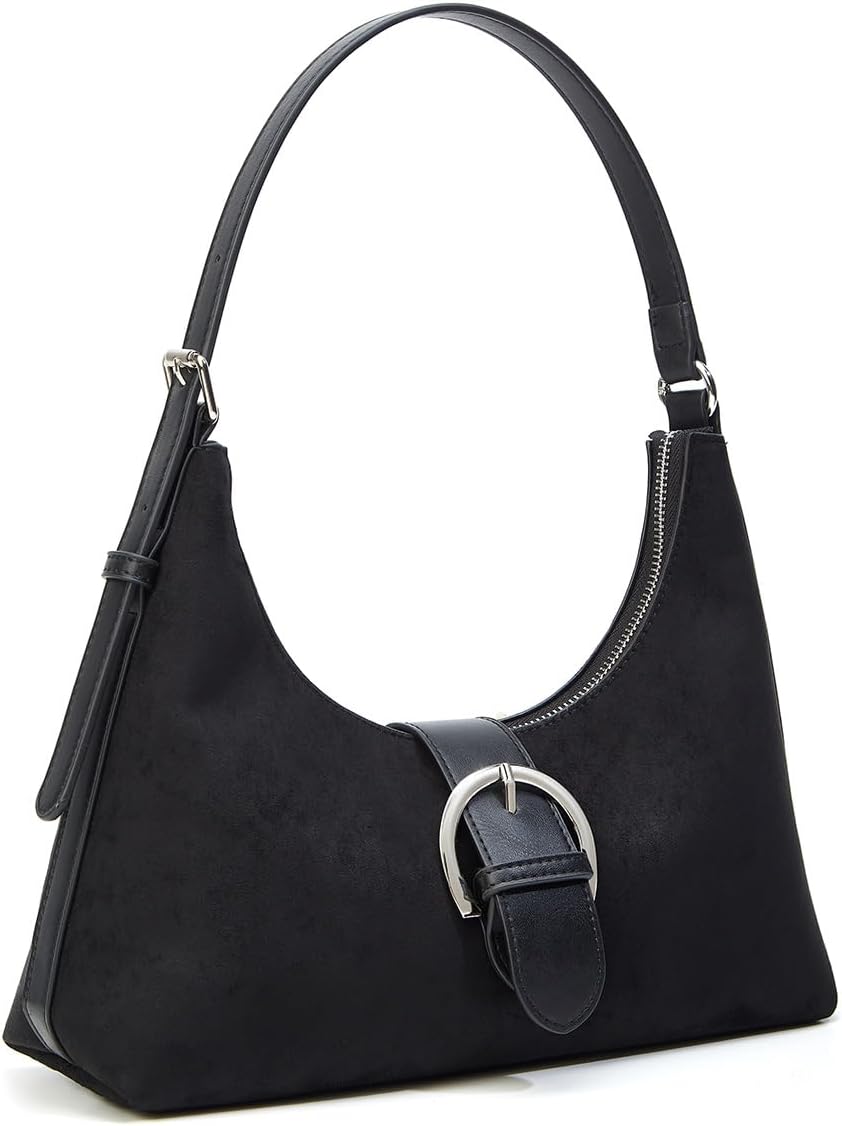 Suede Underarm Bag for Women Vintage Hobo Purse Mini Casual Crescent Shoulder Crossbody Bag for Work Travel - Image 4