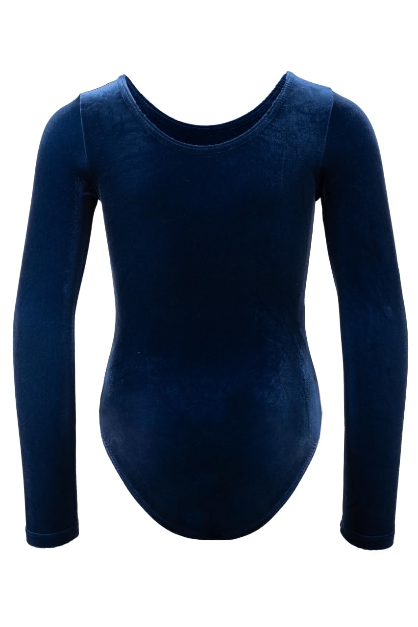 Body da ginnastica a maniche lunghe, da bambina, in velluto con effetto glitter (piastrine glitter) per ginnastica e ginnastica, made in Germany