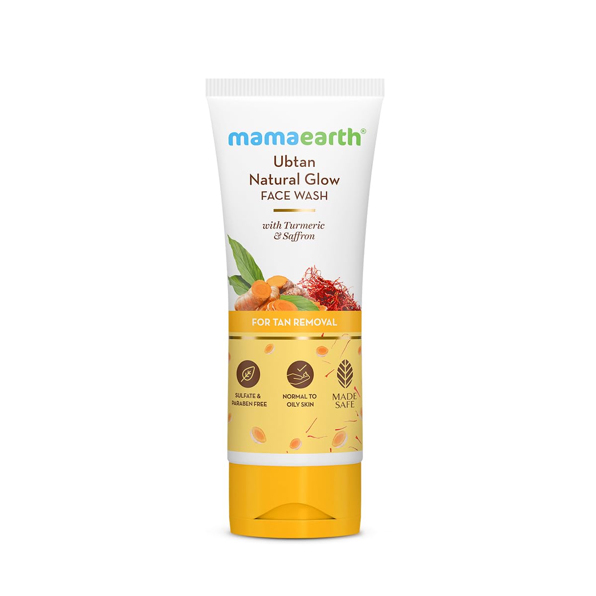 Mamaearth Ubtan Natural Glow Face Wash with Turmeric & Saffron | For Tan Removal & Skin brightening | SLS & Paraben Free | For All Skin Type | For Men & Women | 100 ml