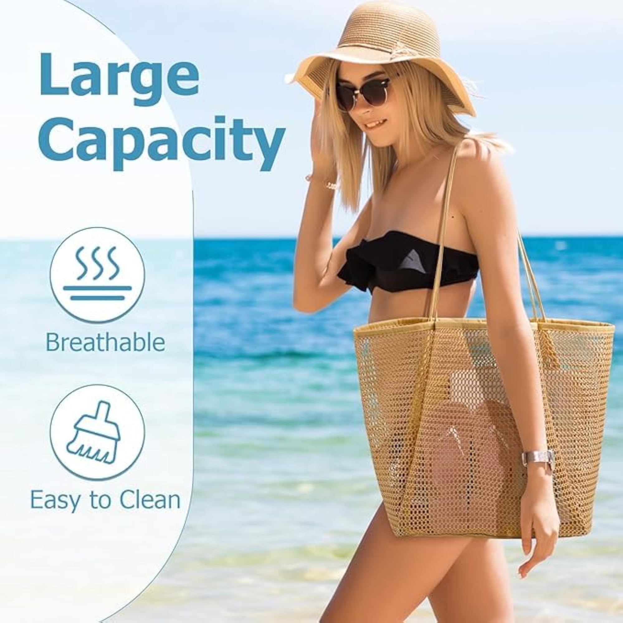 Large Lightweight Mesh Beach Tote Bag for Women