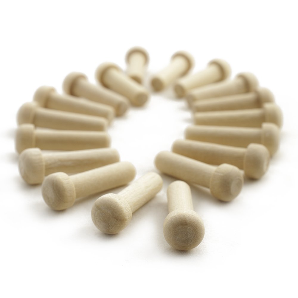 Wooden Axle Pegs for 1/4" Hole 1-1/16" Long Wood Toy Wheel Pegs - Bag of 100