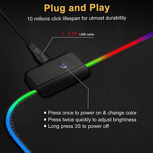 Anime Evangelion LED Glowing Large RGB Gaming Mouse Pad Keyboard Mat for Laptop PC Gamer Anti Slip Table Mat 31.5x11.8 inches