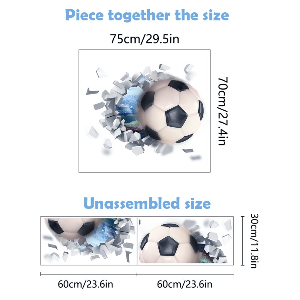 YunBey Stickers Muraux Football, 3D Autocollant Mural pour Chambre Garçon, Poster Football en Vinyle Decoration pour Chambre de Bébé, Salon, Couloir