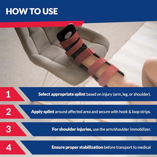 Image of Dixie EMS Fracture Splint Kit - Emergency Immobilization Set with Arm & Leg Splints, Shoulder Support & Carry Bag - First Responder, EMT, Paramedic & Medical Use