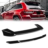 Rear Roof Spoiler + Mid Spoiler Wing Compatible with 2013-2021 Jeep Grand Cherokee Rear Window Roof Spoiler Trunk Splitter Tailgate Mid Spoiler Wing(Glossy Black)