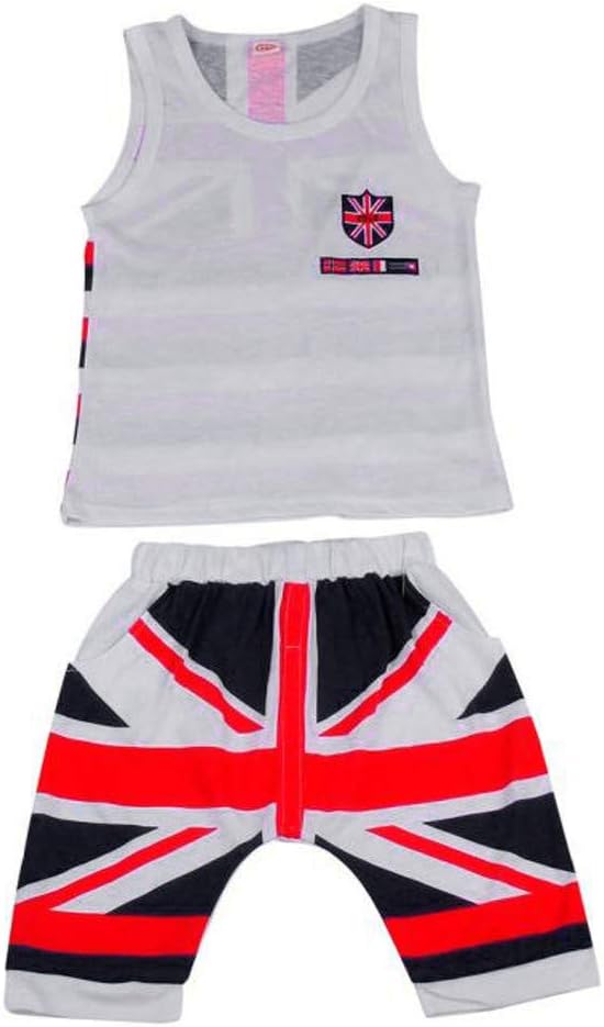 Baby Boys Clothes, Kids Union Jack Outfits Vest Tops Pants Set (4-5Y, White)